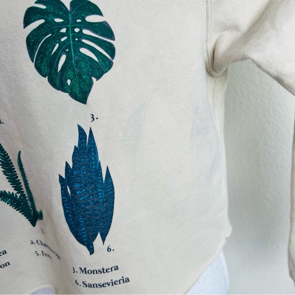 Might Fine Cream Plants Are Friends Graphic Cropped Sweatshirt Top - Picture 4 of 11